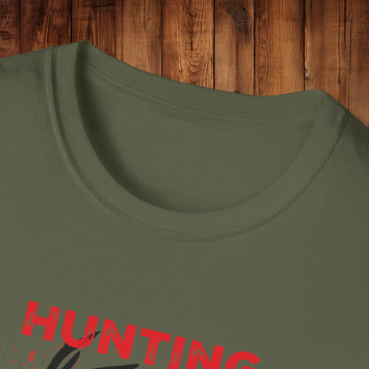 Deer Silhouette Hunting Season Unisex Softstyle T-Shirt - Wildlife Target Antlers Red Paint Splatter Tee, Hunter Gift, Outdoor Apparel, - EternalAscension