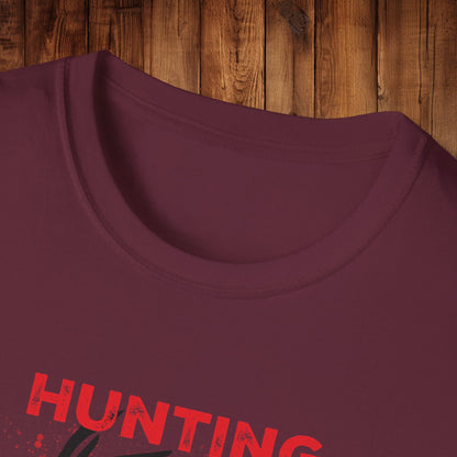 Deer Silhouette Hunting Season Unisex Softstyle T-Shirt - Wildlife Target Antlers Red Paint Splatter Tee, Hunter Gift, Outdoor Apparel, - EternalAscension