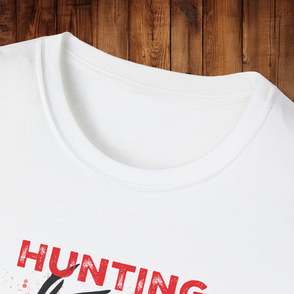 Deer Silhouette Hunting Season Unisex Softstyle T-Shirt - Wildlife Target Antlers Red Paint Splatter Tee, Hunter Gift, Outdoor Apparel, - EternalAscension