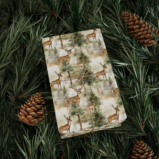 Deer Wrapping Papers, Holiday Gift Wrap, Rustic Christmas Present Packaging, Woodland Theme Wrappers, Festive Party Supplies - EternalAscension