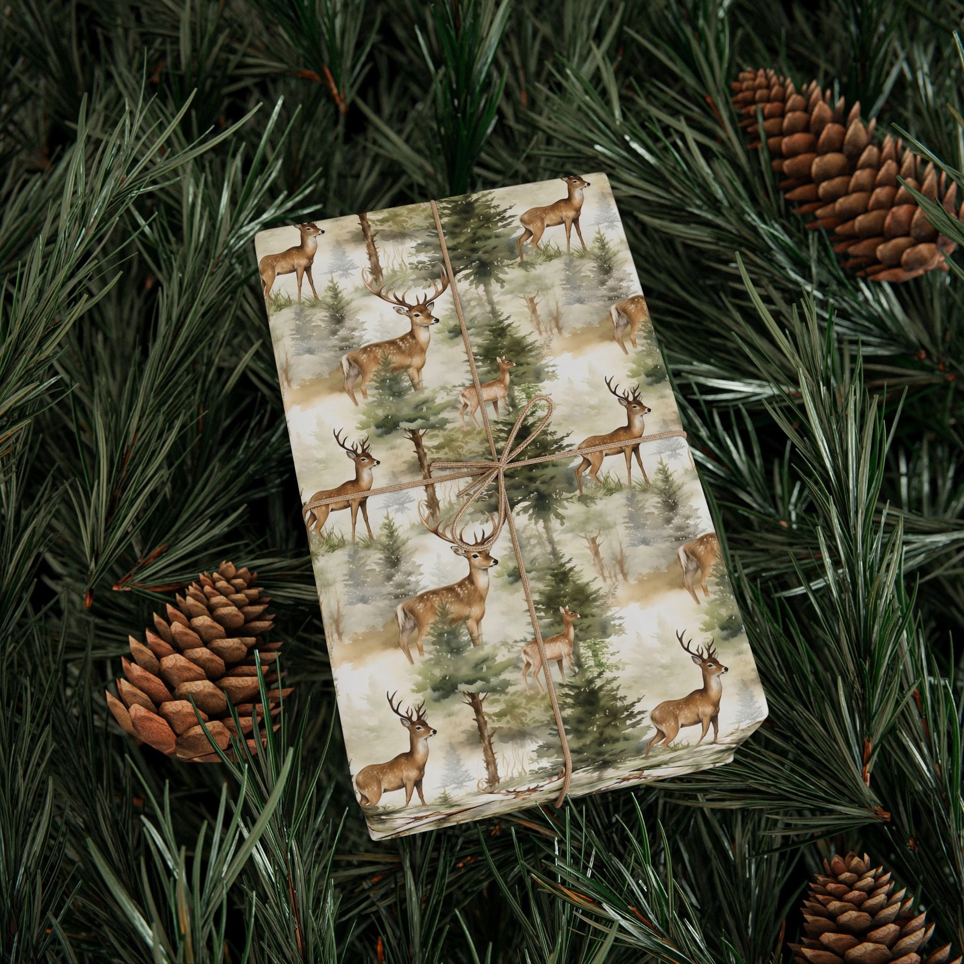 Deer Wrapping Papers, Holiday Gift Wrap, Rustic Christmas Present Packaging, Woodland Theme Wrappers, Festive Party Supplies - EternalAscension