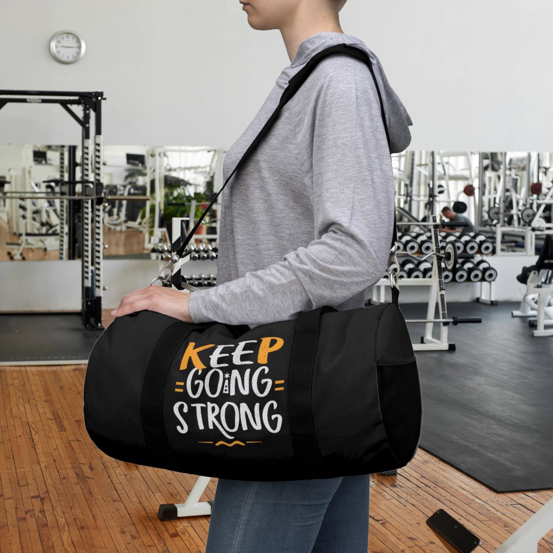 Duffel Bag - 'KEEP GOING STRONG' Motivational Message Gym Travel Bag - EternalAscension