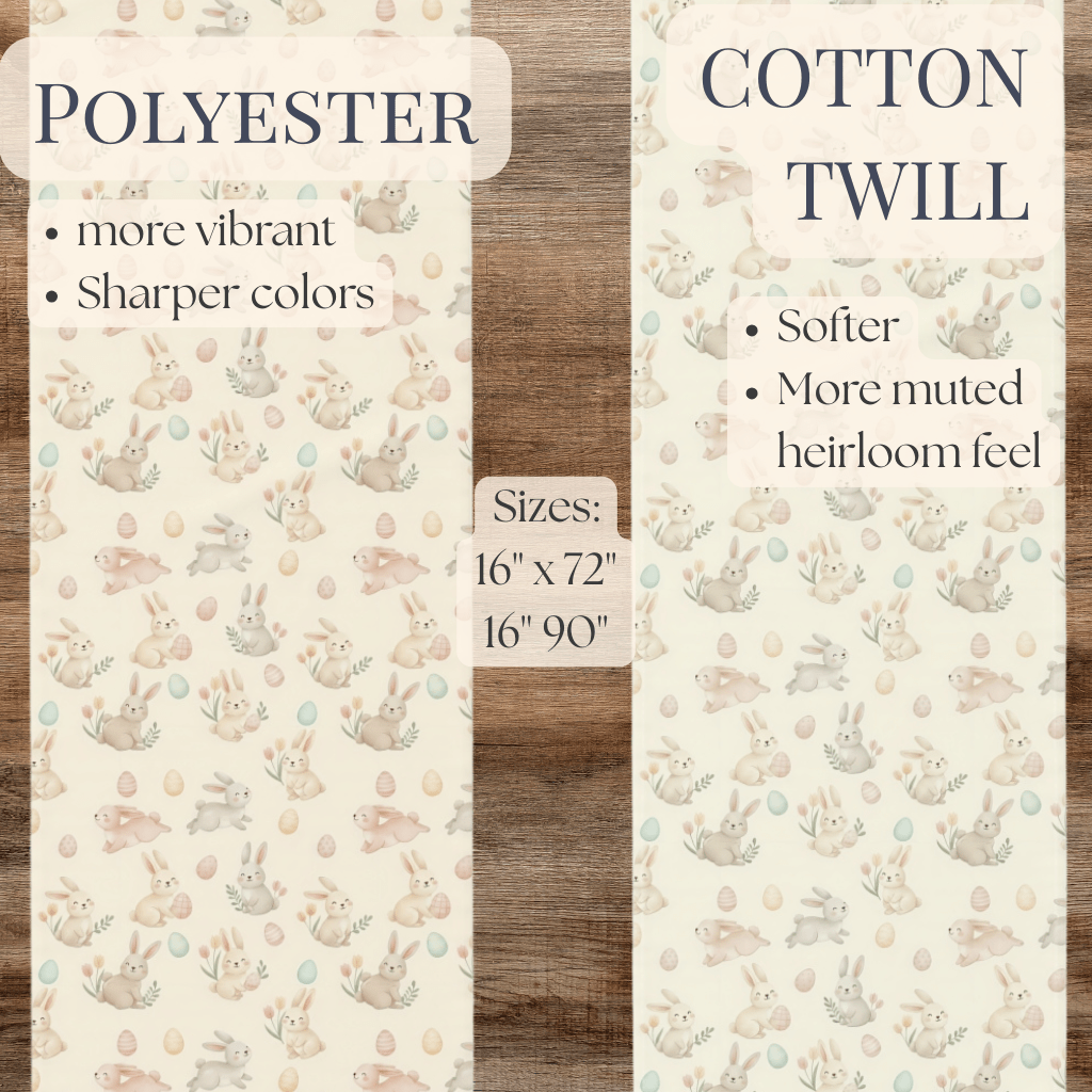 Easter Bunny Pattern Table Runner | Bunny Egg Floral Table Runner - EternalAscension