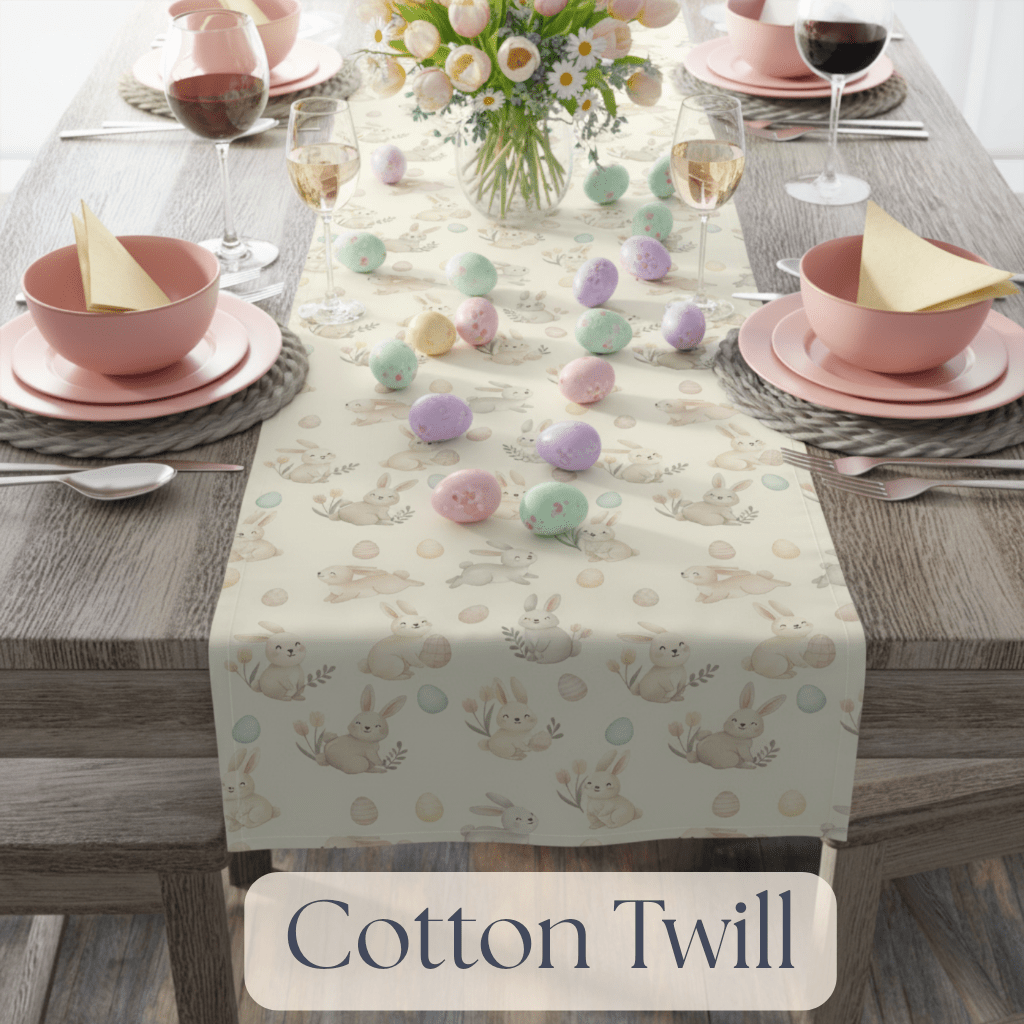 Easter Bunny Pattern Table Runner | Bunny Egg Floral Table Runner - EternalAscension