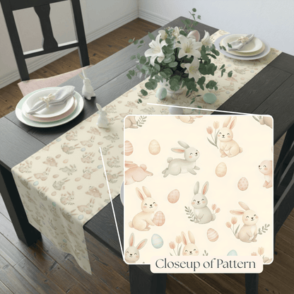 Easter Bunny Pattern Table Runner | Bunny Egg Floral Table Runner - EternalAscension