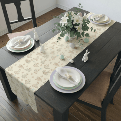 Easter Bunny Pattern Table Runner | Bunny Egg Floral Table Runner - EternalAscension