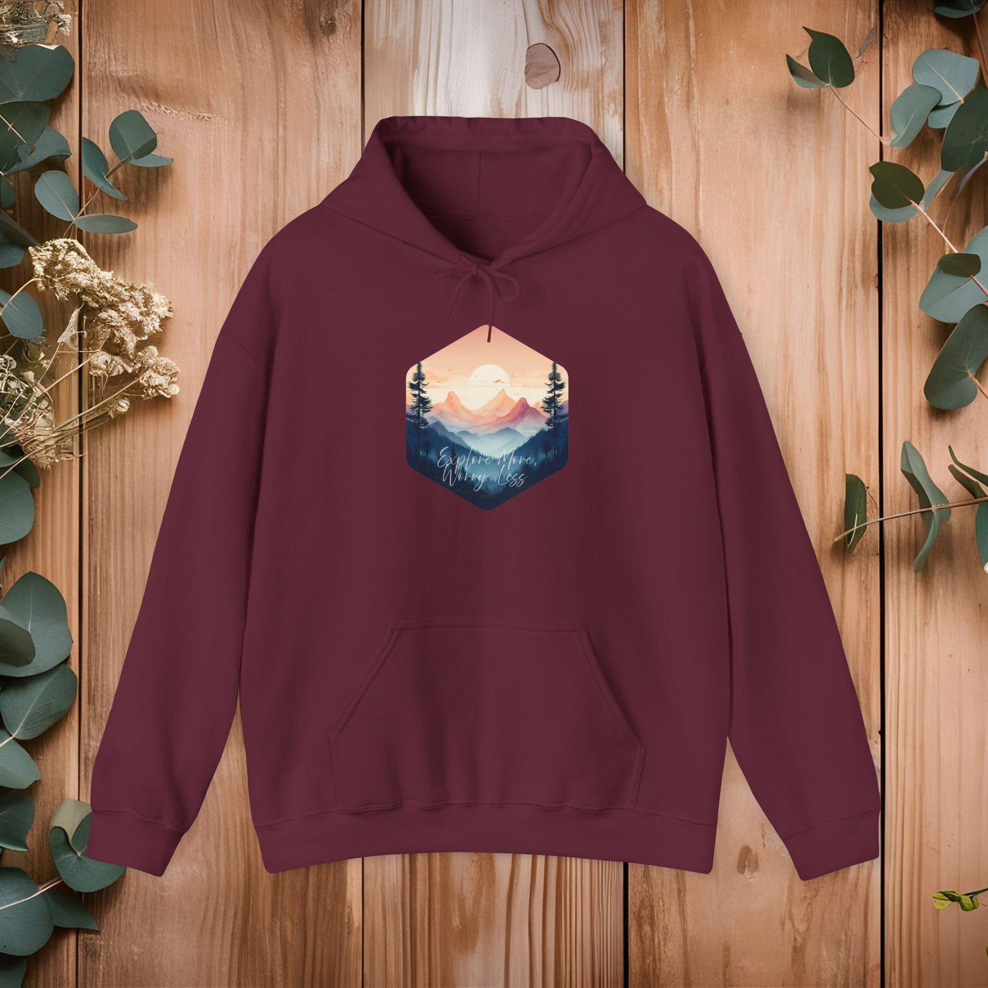 Explore More, Worry Less Mountain Hoodie - EternalAscension