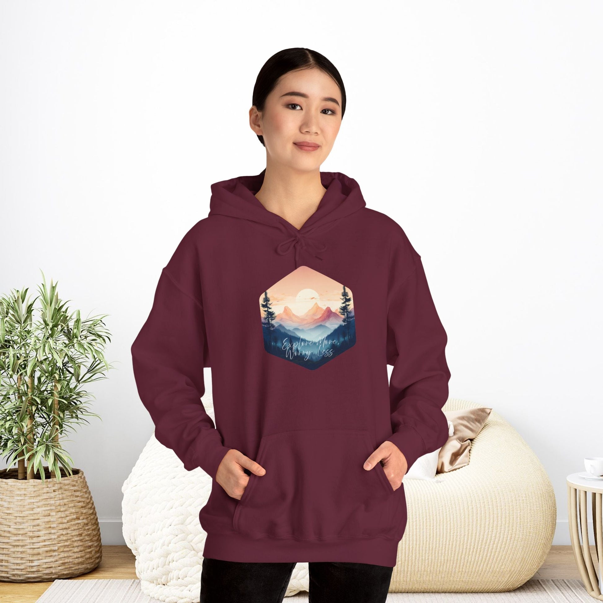 Explore More, Worry Less Mountain Hoodie - EternalAscension