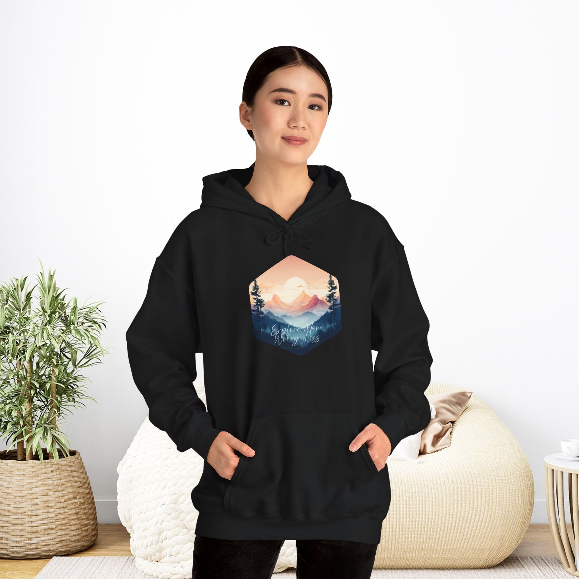 Explore More, Worry Less Mountain Hoodie - EternalAscension