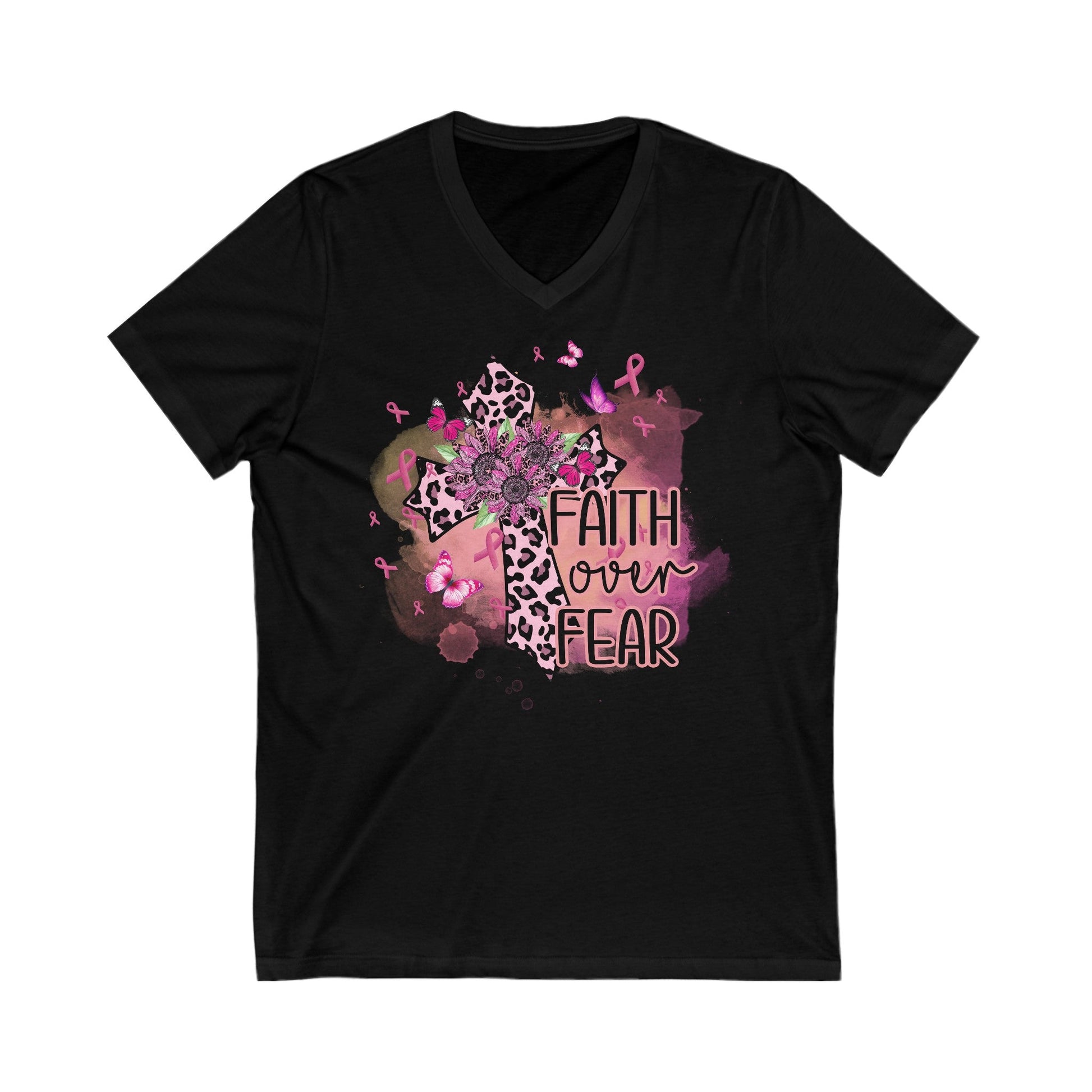 Faith Over Fear Unisex Jersey Short Sleeve V - Neck Tee - EternalAscension