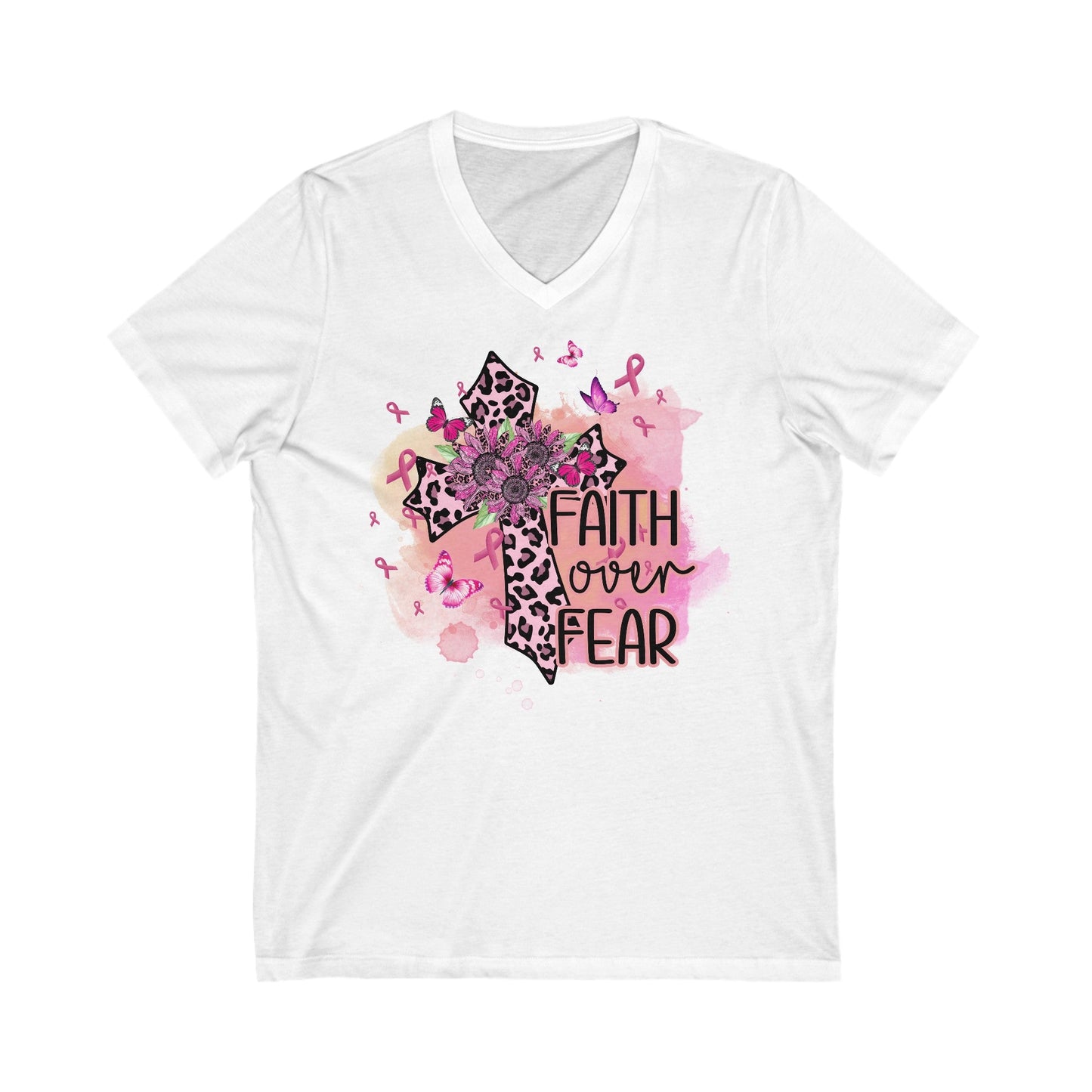 Faith Over Fear Unisex Jersey Short Sleeve V - Neck Tee - EternalAscension