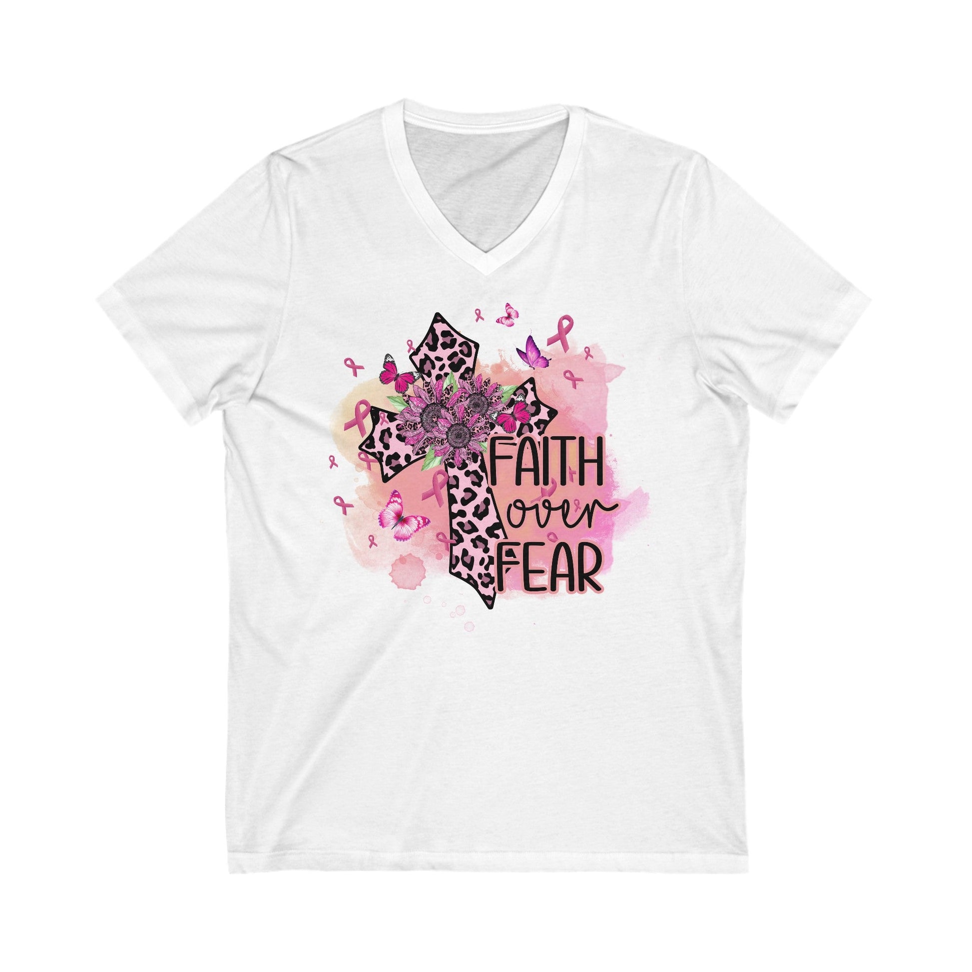 Faith Over Fear Unisex Jersey Short Sleeve V - Neck Tee - EternalAscension
