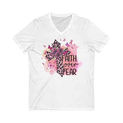 Faith Over Fear Unisex Jersey Short Sleeve V - Neck Tee - EternalAscension