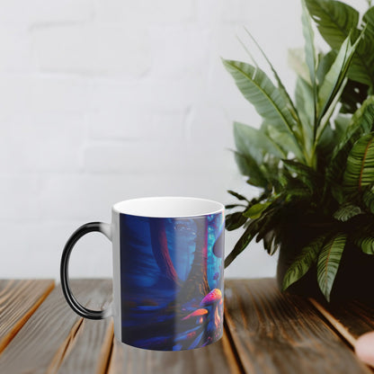Fantasy Enchanted Mushroom House Color Morphing Mug, 11oz - Magical Whimsical Fairy Tale Coffee Cup, Ethereal Forest Gift, Fantasy Lover - EternalAscension