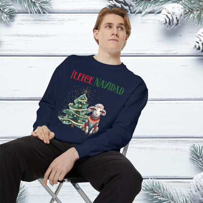 FLEECE NAVIDAD Unisex Sweatshirt for Holiday Cheer, Christmas Sheep Winter Jumper, Festive Seasonal Pullover, Funny Xmas Garment - Dyed Top, - EternalAscension