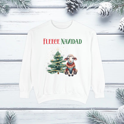 FLEECE NAVIDAD Unisex Sweatshirt for Holiday Cheer, Christmas Sheep Winter Jumper, Festive Seasonal Pullover, Funny Xmas Garment - Dyed Top, - EternalAscension
