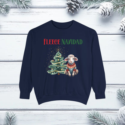FLEECE NAVIDAD Unisex Sweatshirt for Holiday Cheer, Christmas Sheep Winter Jumper, Festive Seasonal Pullover, Funny Xmas Garment - Dyed Top, - EternalAscension