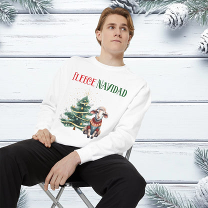 FLEECE NAVIDAD Unisex Sweatshirt for Holiday Cheer, Christmas Sheep Winter Jumper, Festive Seasonal Pullover, Funny Xmas Garment - Dyed Top, - EternalAscension