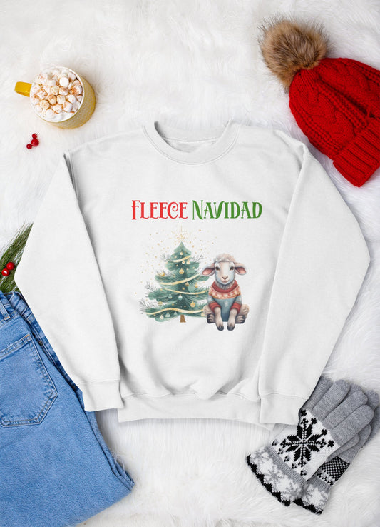 FLEECE NAVIDAD Unisex Sweatshirt for Holiday Cheer, Christmas Sheep Winter Jumper, Festive Seasonal Pullover, Funny Xmas Garment - Dyed Top, - EternalAscension