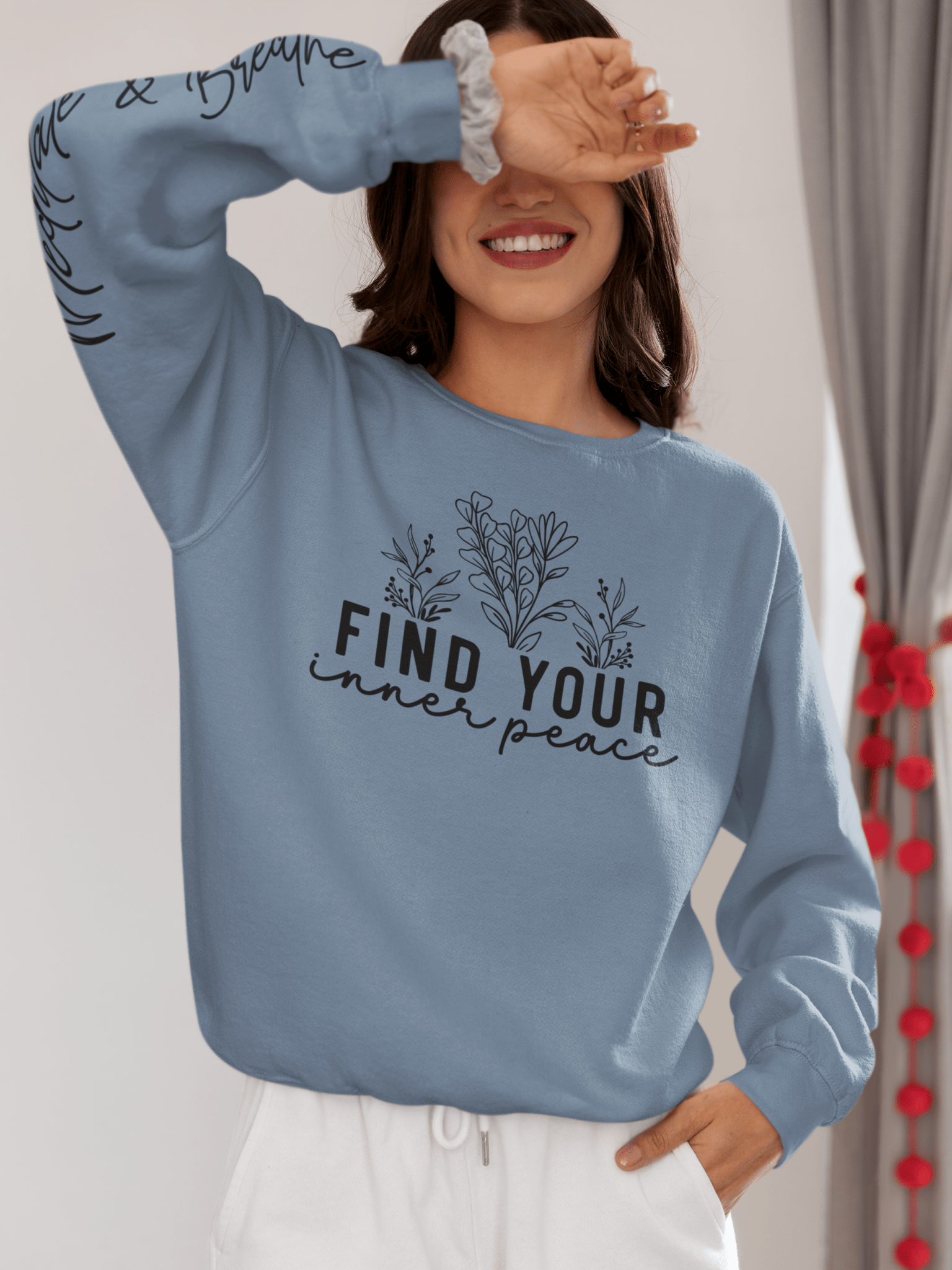 Floral Sweatshirt 'Inner Peace' Lightweight Crewneck - EternalAscension