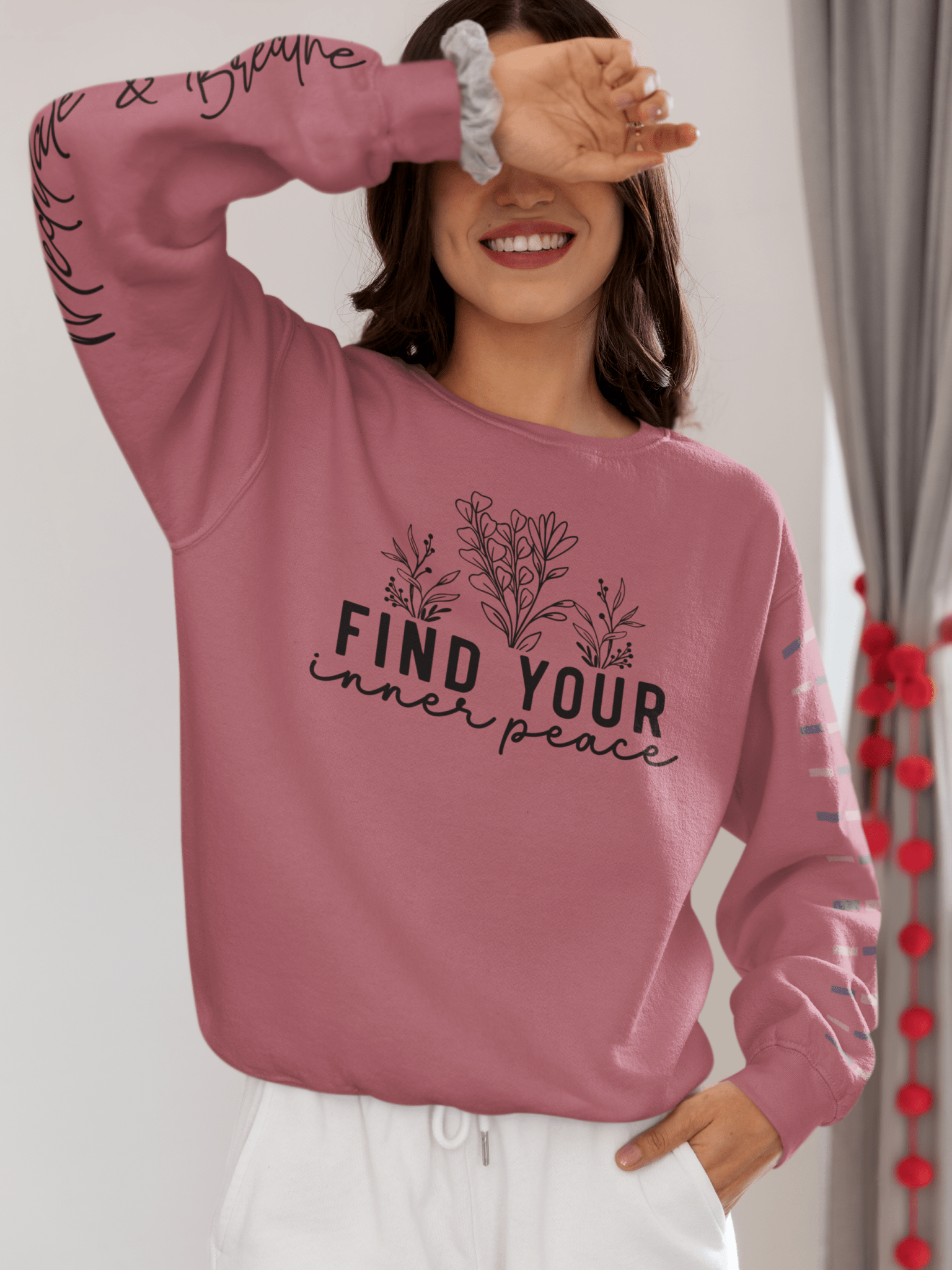 Floral Sweatshirt 'Inner Peace' Lightweight Crewneck - EternalAscension