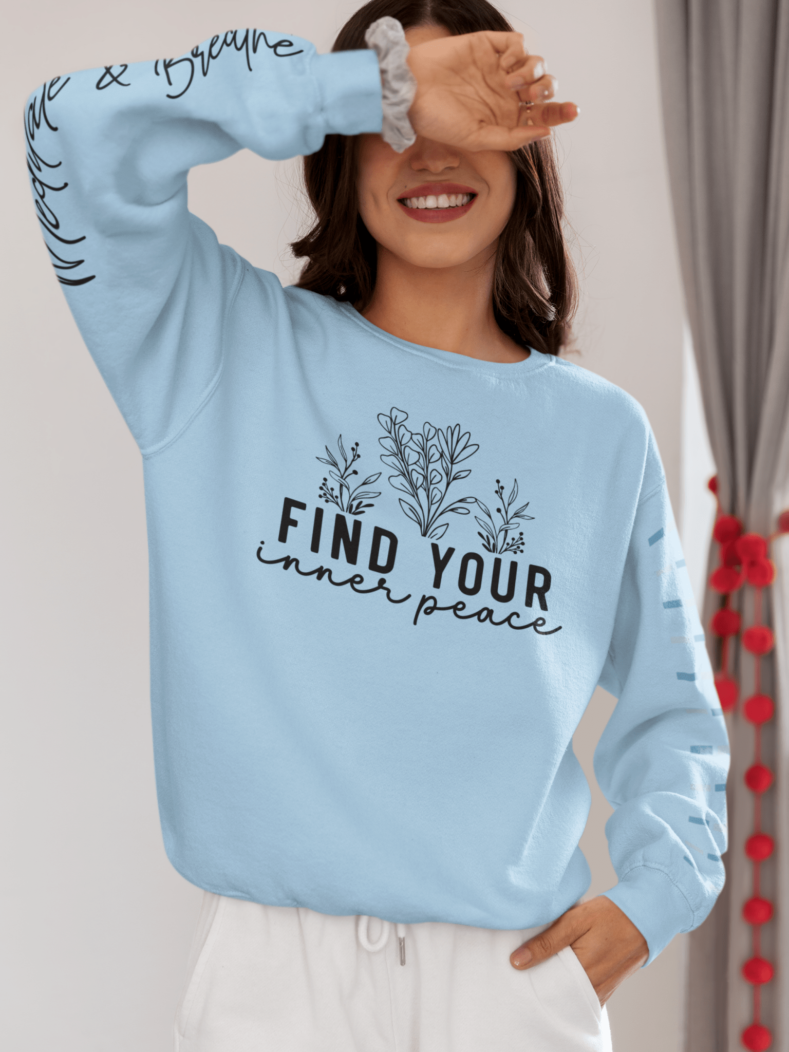 Floral Sweatshirt 'Inner Peace' Lightweight Crewneck - EternalAscension