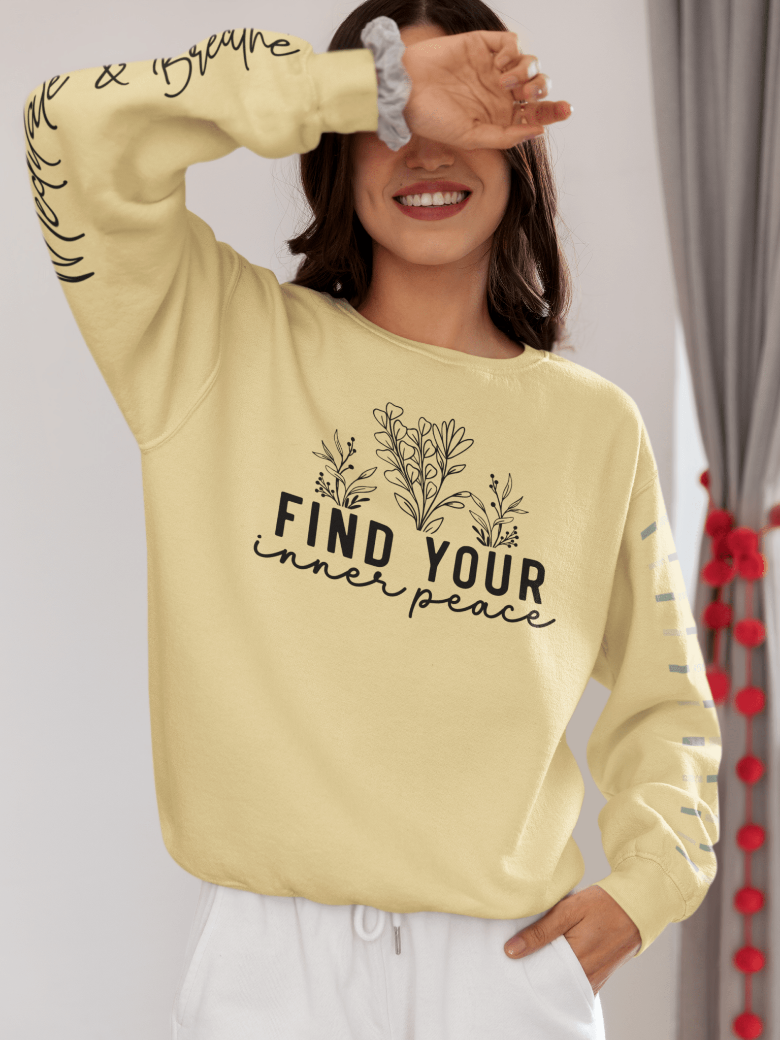 Floral Sweatshirt 'Inner Peace' Lightweight Crewneck - EternalAscension