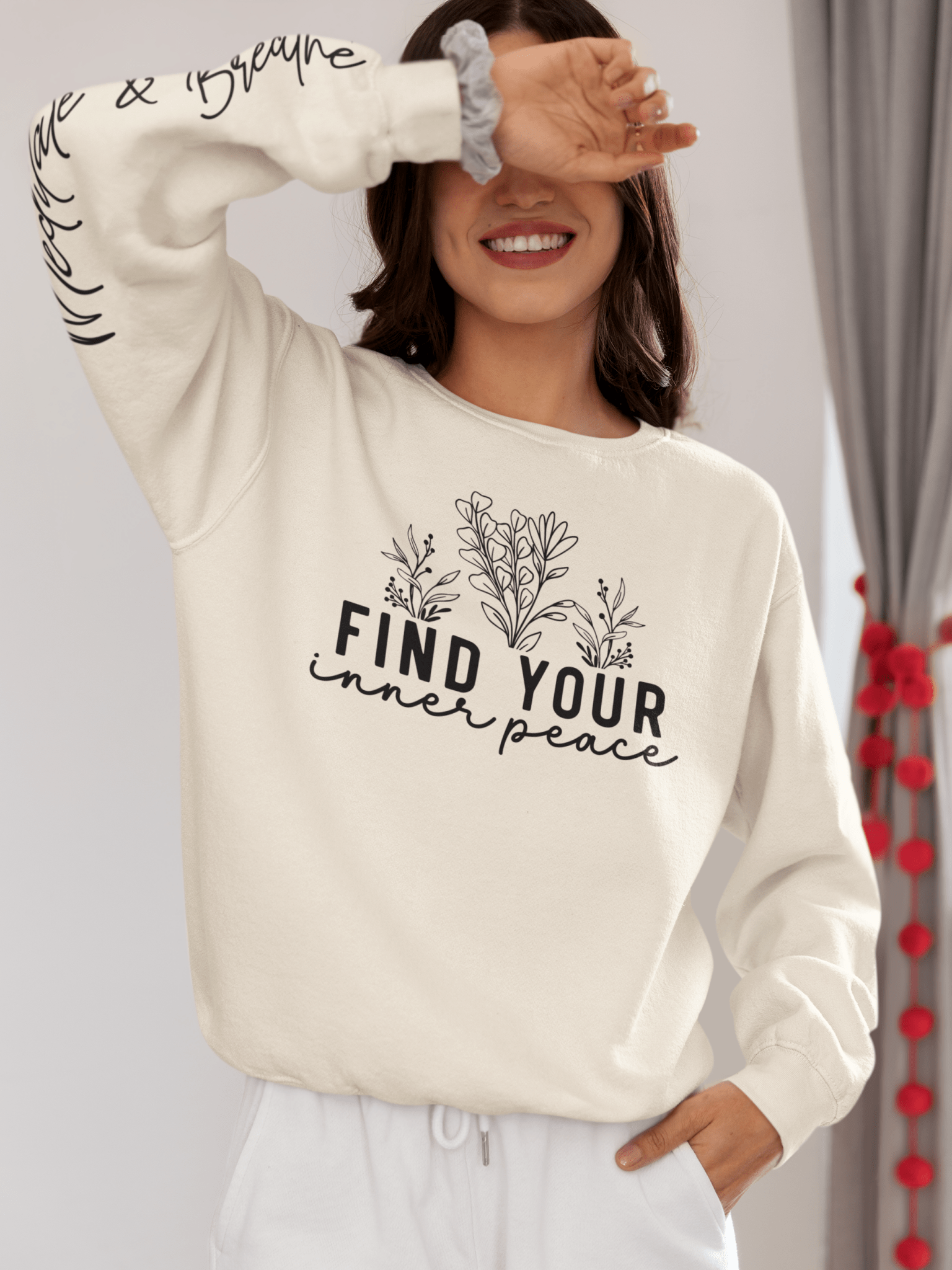 Floral Sweatshirt 'Inner Peace' Lightweight Crewneck - EternalAscension