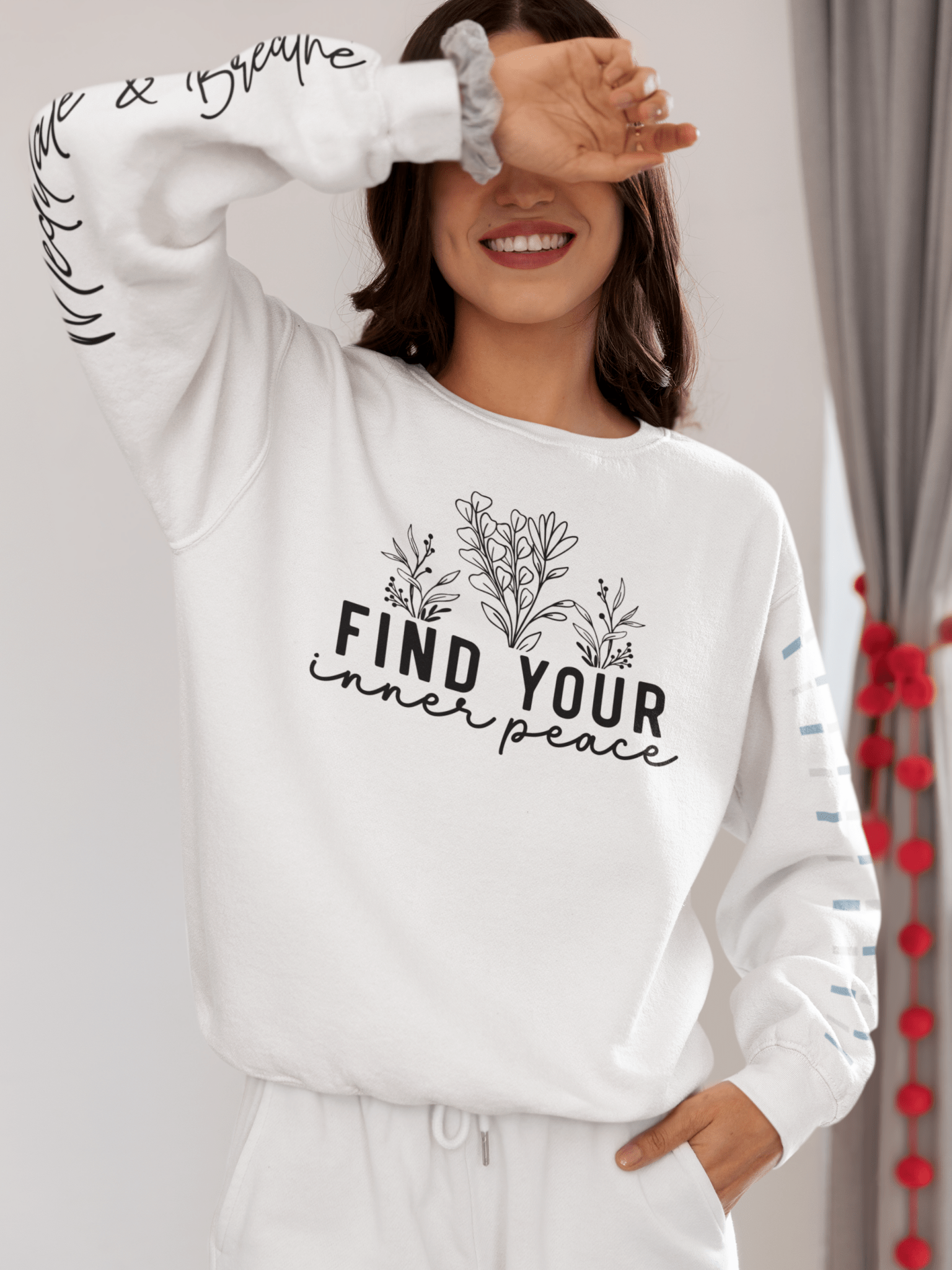 Floral Sweatshirt 'Inner Peace' Lightweight Crewneck - EternalAscension