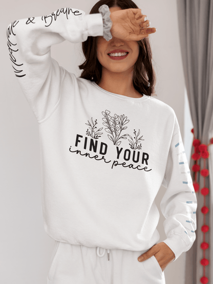Floral Sweatshirt 'Inner Peace' Lightweight Crewneck - EternalAscension
