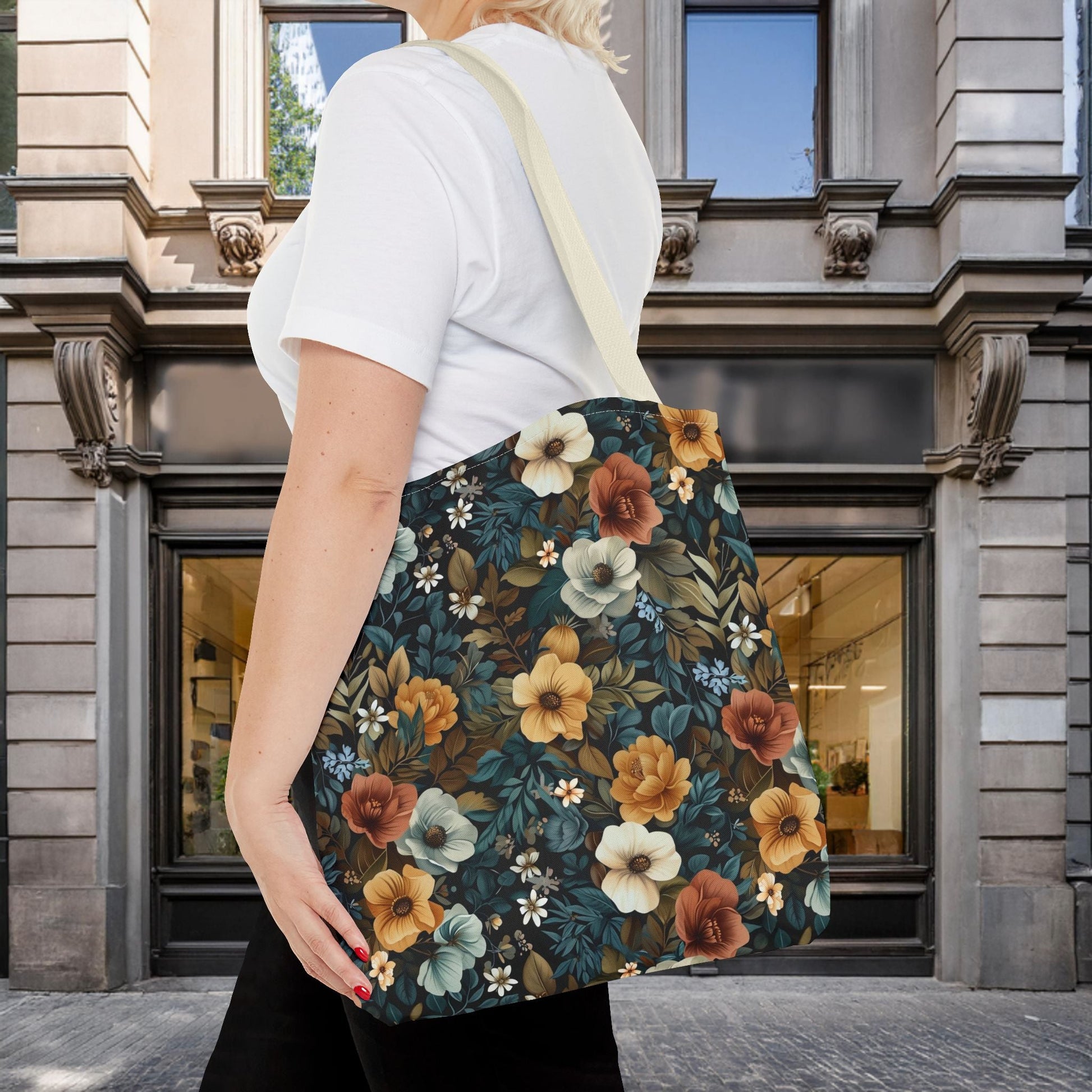 Floral Tote Bag with Vibrant Flower Pattern - EternalAscension