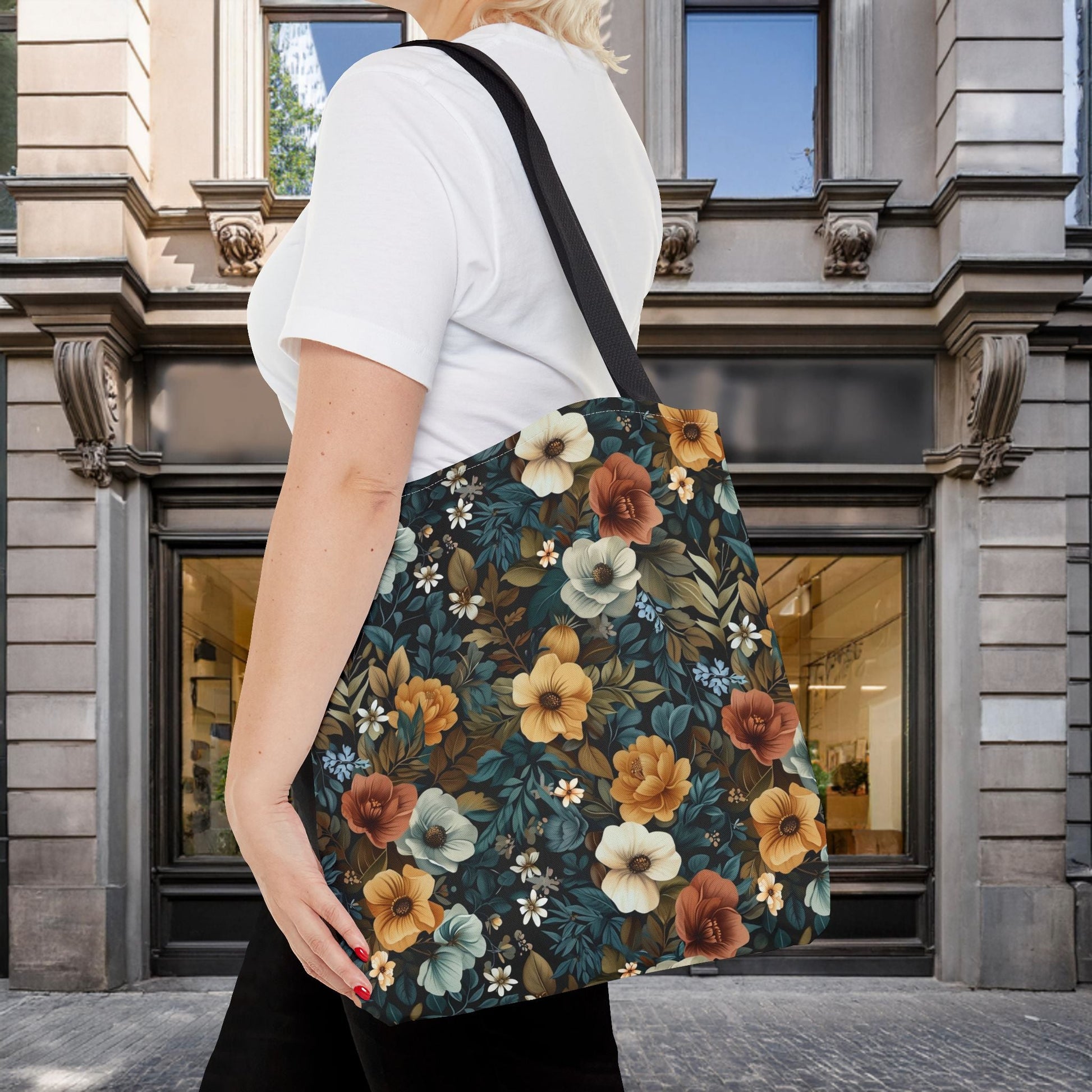 Floral Tote Bag with Vibrant Flower Pattern - EternalAscension