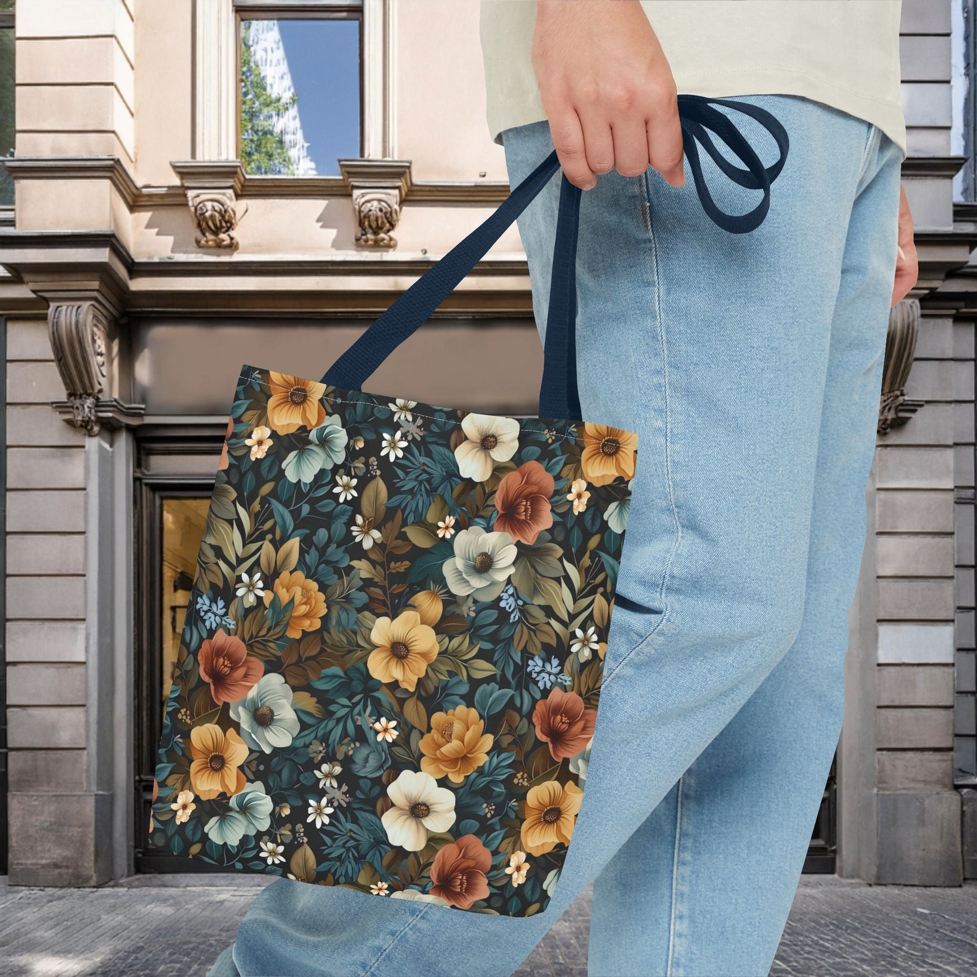 Floral Tote Bag with Vibrant Flower Pattern - EternalAscension