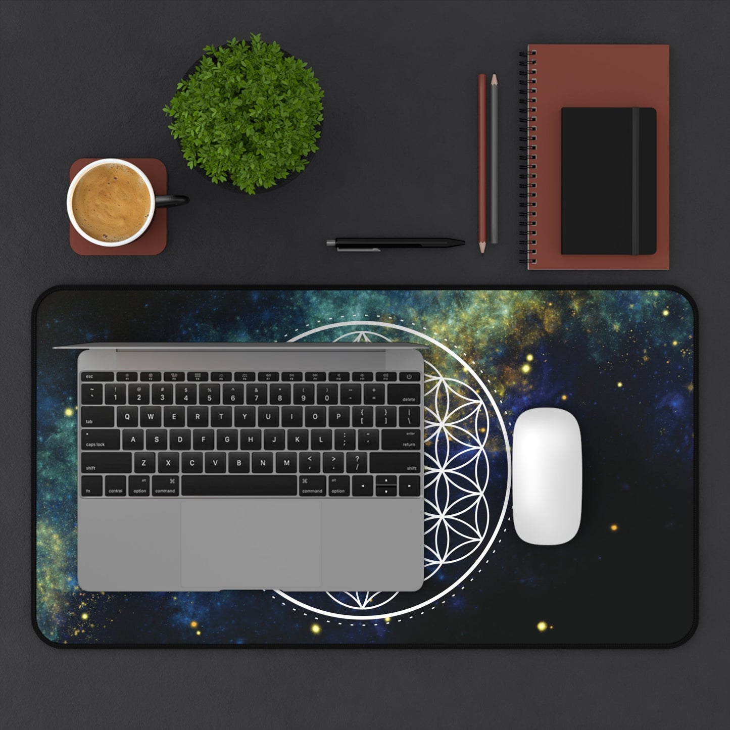 Flower of Life Celestial Sacred Geometry Desk Mat | Spiritual Home Office Mousepad - EternalAscension