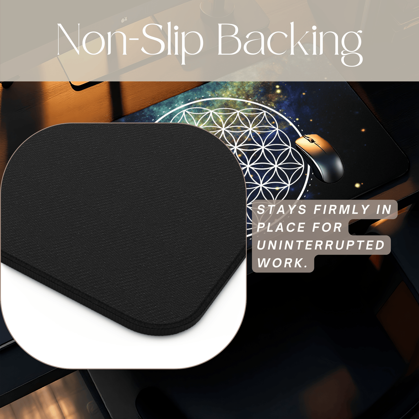 Flower of Life Celestial Sacred Geometry Desk Mat | Spiritual Home Office Mousepad - EternalAscension