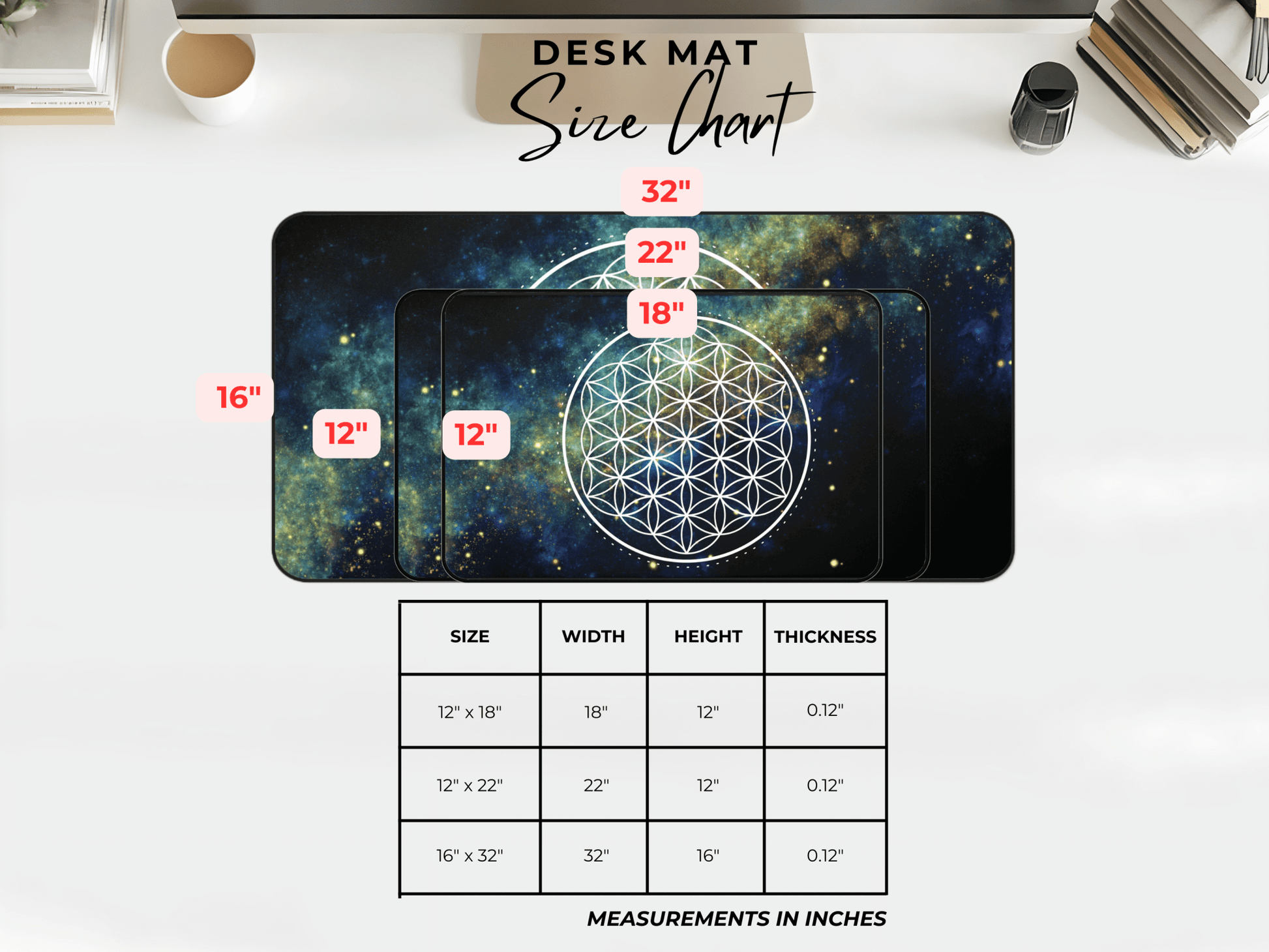 Flower of Life Celestial Sacred Geometry Desk Mat | Spiritual Home Office Mousepad - EternalAscension