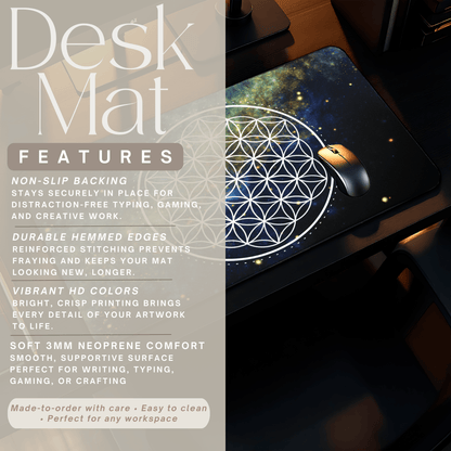 Flower of Life Celestial Sacred Geometry Desk Mat | Spiritual Home Office Mousepad - EternalAscension