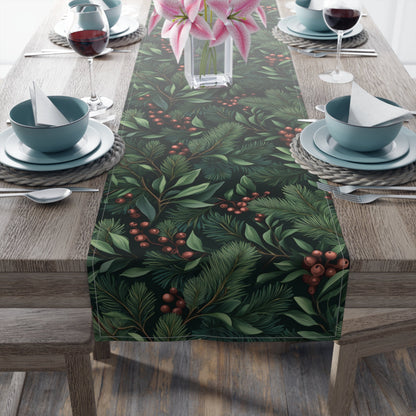 Greenery Table Runner, Festive Dining Decor, Holiday Table Linen, Nature Inspired Centerpiece, Christmas Farmhouse Table Setting, Winter - EternalAscension