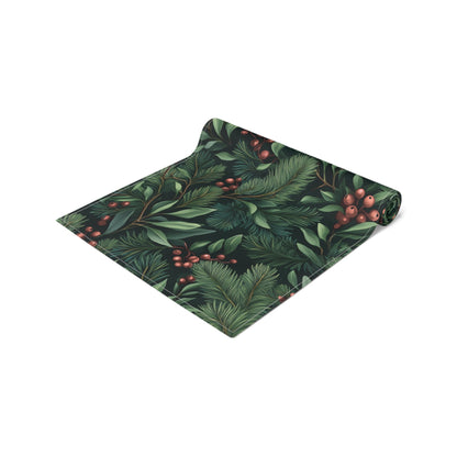 Greenery Table Runner, Festive Dining Decor, Holiday Table Linen, Nature Inspired Centerpiece, Christmas Farmhouse Table Setting, Winter - EternalAscension