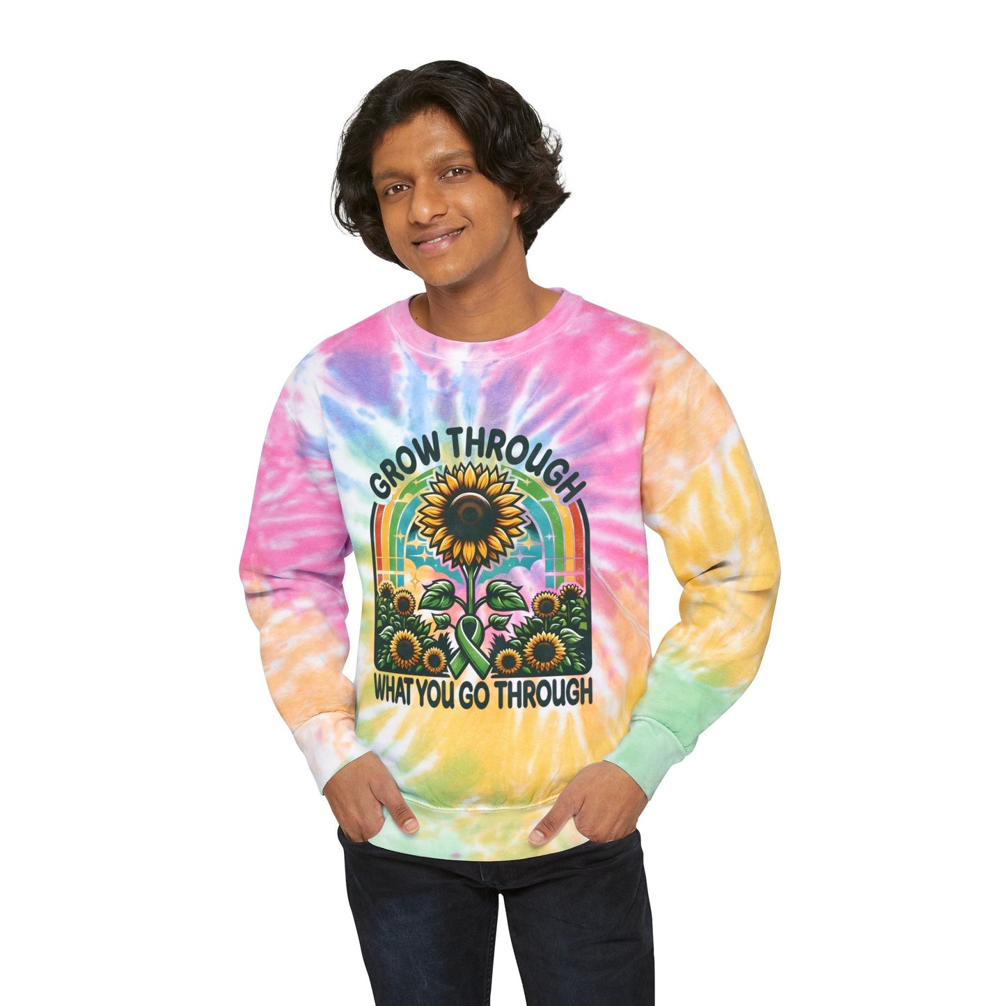 Grow Through What You Go Through; Unisex Tie - Dye Sweatshirt - EternalAscension