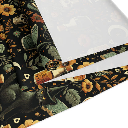 Halloween Table Runner - Celestial Gothic Home Decor - Fall Floral Witchy Linen, Samhain Dining Altar Cloth, Halloween Party Decor, Seasonal - EternalAscension