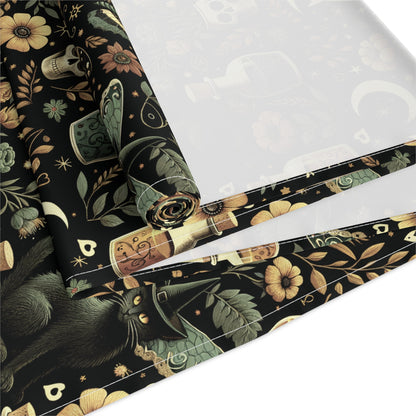 Halloween Table Runner - Celestial Gothic Home Decor - Fall Floral Witchy Linen, Samhain Dining Altar Cloth, Halloween Party Decor, Seasonal - EternalAscension