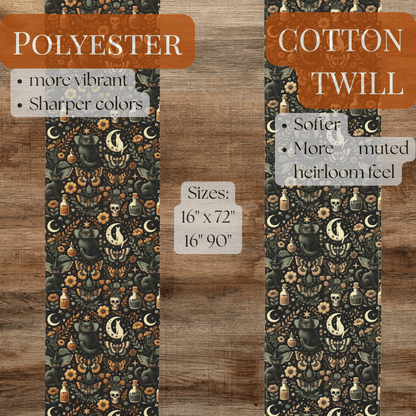 Halloween Table Runner - Celestial Gothic Home Decor - Fall Floral Witchy Linen, Samhain Dining Altar Cloth, Halloween Party Decor, Seasonal - EternalAscension