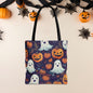Halloween Trick - or - Treat Tote Bag, Jack - o' - lantern Ghost Pumpkin Fall Festival Purse, Purple All - Over Print Candy Bag, Halloween Costume - EternalAscension