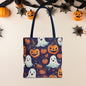 Halloween Trick - or - Treat Tote Bag, Jack - o' - lantern Ghost Pumpkin Fall Festival Purse, Purple All - Over Print Candy Bag, Halloween Costume - EternalAscension