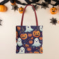 Halloween Trick - or - Treat Tote Bag, Jack - o' - lantern Ghost Pumpkin Fall Festival Purse, Purple All - Over Print Candy Bag, Halloween Costume - EternalAscension