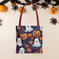 Halloween Trick - or - Treat Tote Bag, Jack - o' - lantern Ghost Pumpkin Fall Festival Purse, Purple All - Over Print Candy Bag, Halloween Costume - EternalAscension