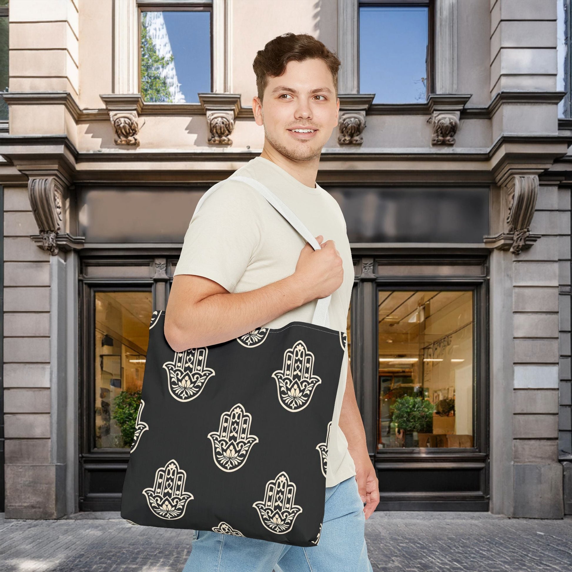 Hamsa Tote Bag with Intricate Design - EternalAscension