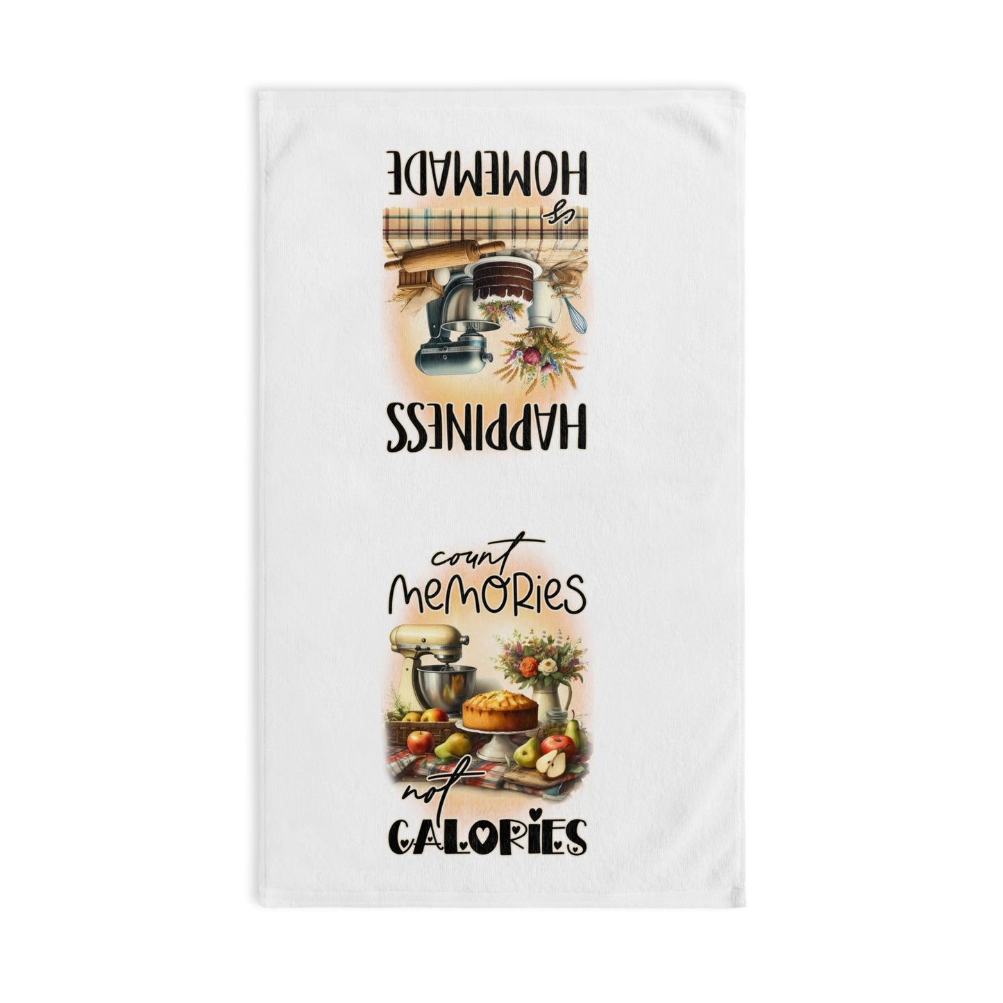 Hand Towel, Count Memories not Calories and Happiness is homemade - EternalAscension