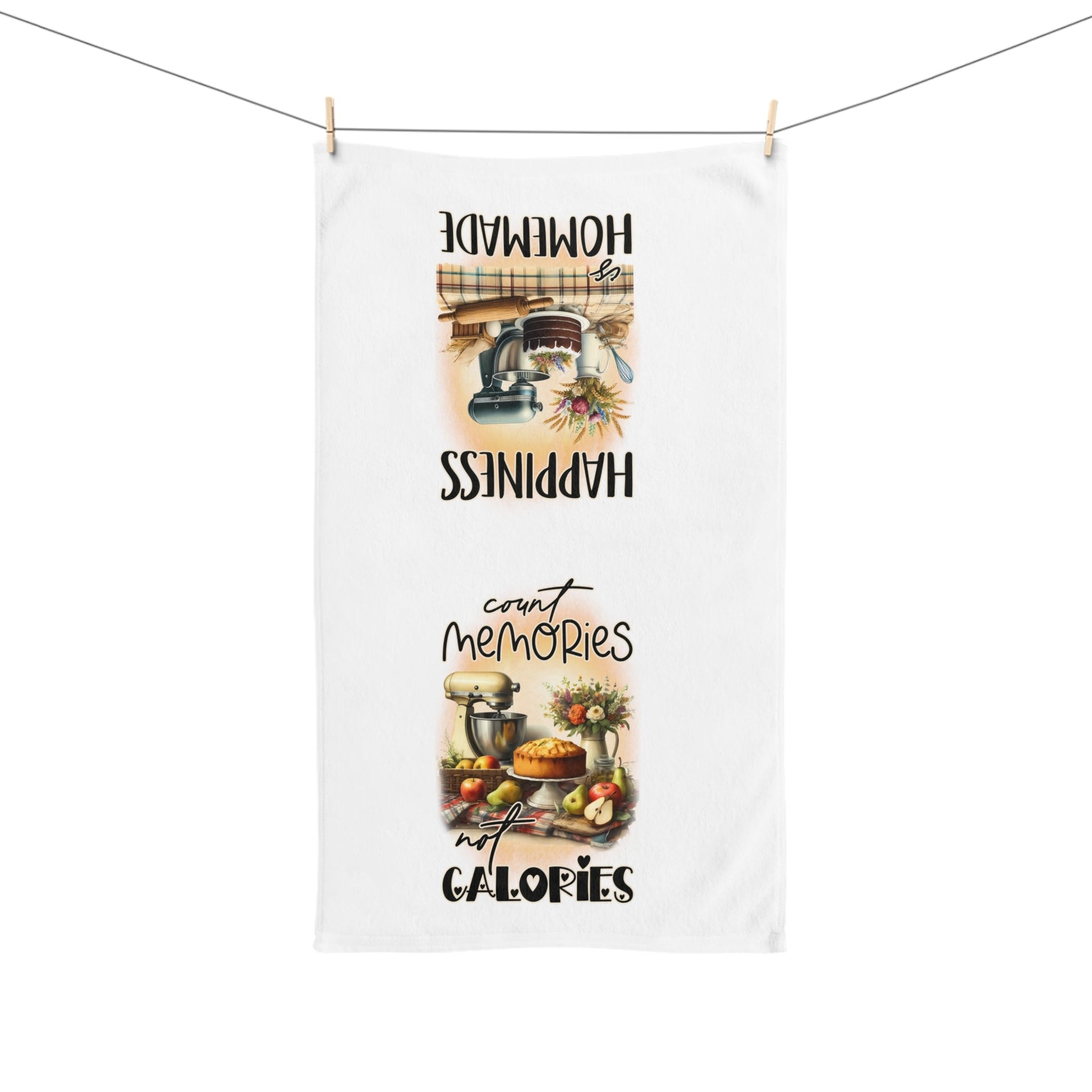 Hand Towel, Count Memories not Calories and Happiness is homemade - EternalAscension
